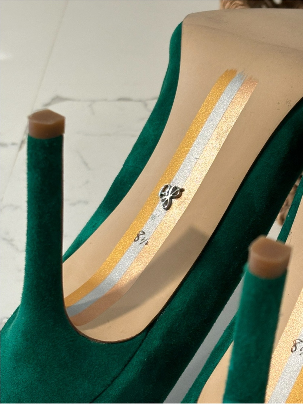 Sam Edelman Hazel Pointed Toe Heels Suede Emerald Green RARE Womens 8.5 Holidays - Picture 8 of 15